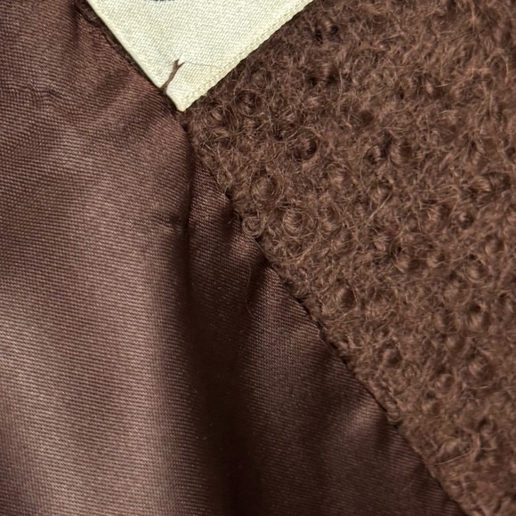 Vtg. 60s Boucle Wool Swing Coat Fur Collar Jackie O Mod Dark Academia Old Money - Picture 11 of 11